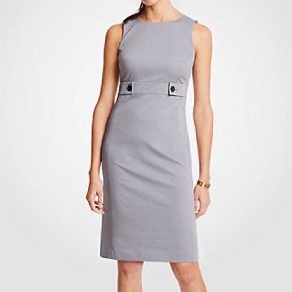 Ann Taylor Grey Button Dress *NEW*